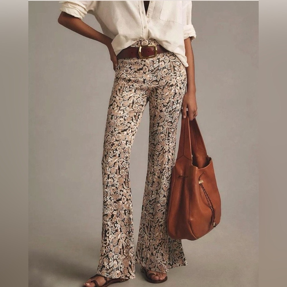 Anthropologie Satin Flare Pants Size 0
